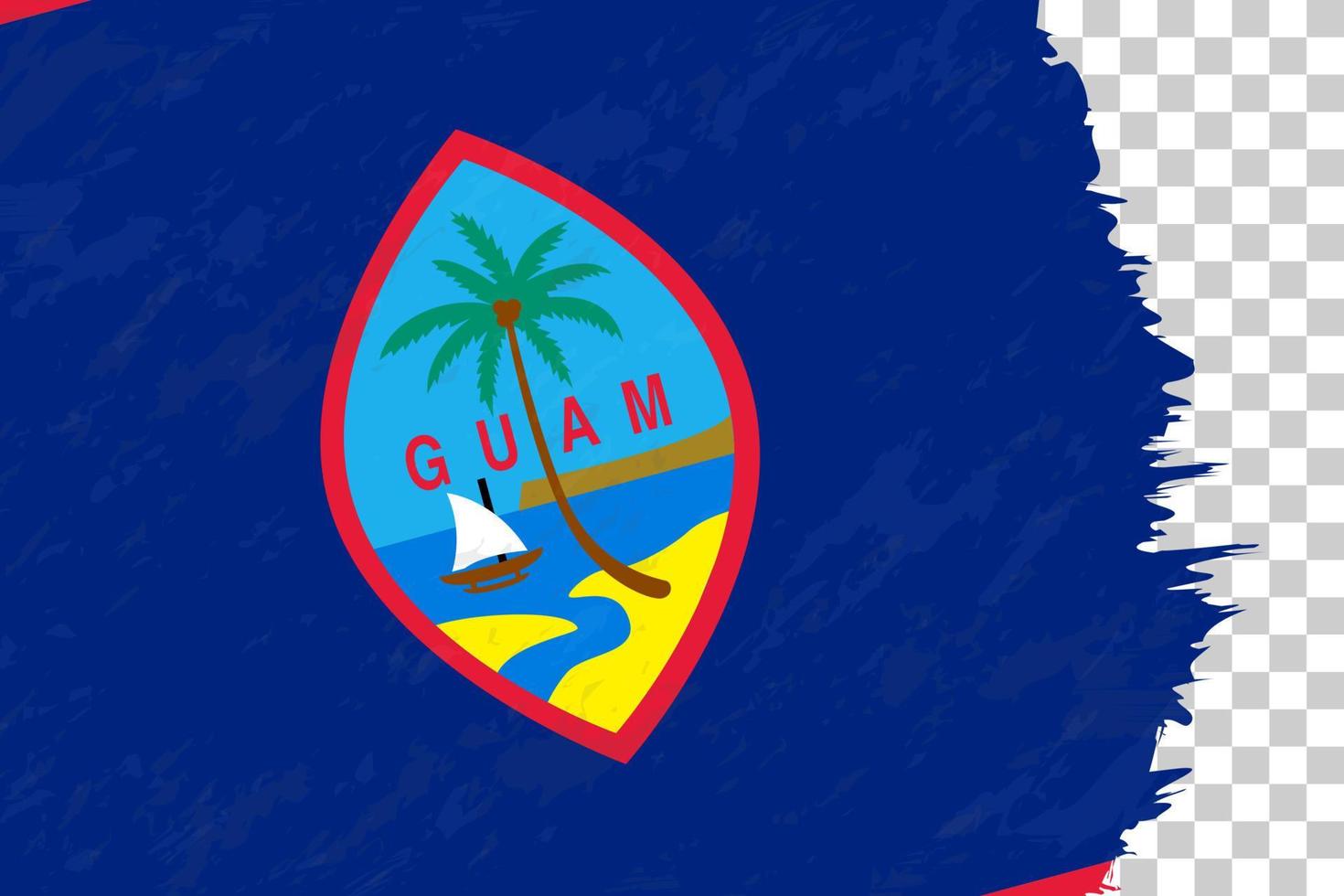 Horizontal Abstract Grunge Brushed Flag of Guam on Transparent Grid. vector