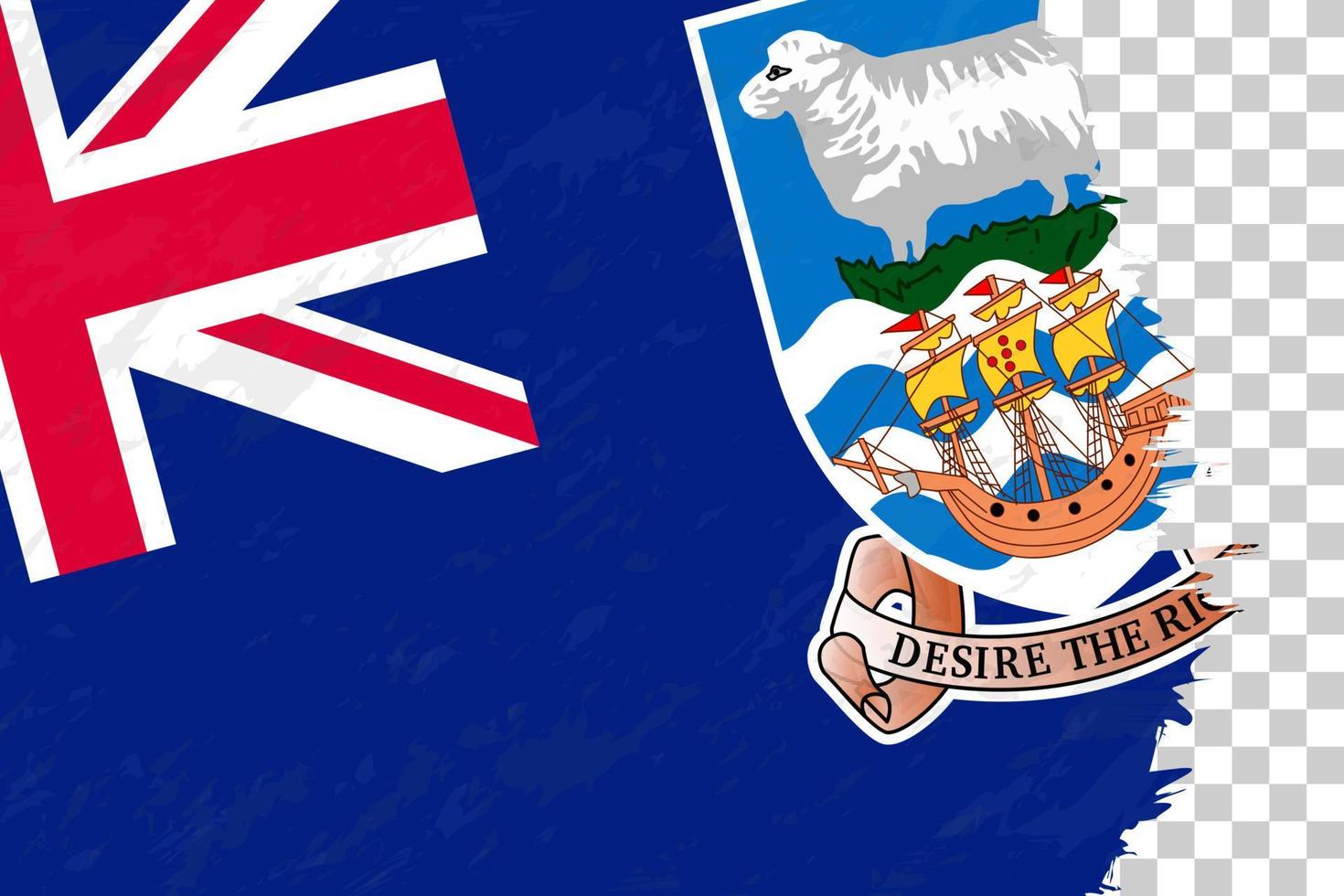 Horizontal Abstract Grunge Brushed Flag of Falkland Islands on Transparent Grid. vector