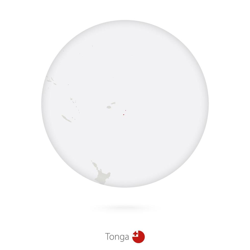 Map of Tonga and national flag in a circle. vector