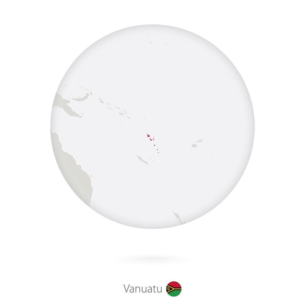 mapa de vanuatu y bandera nacional en un círculo. vector
