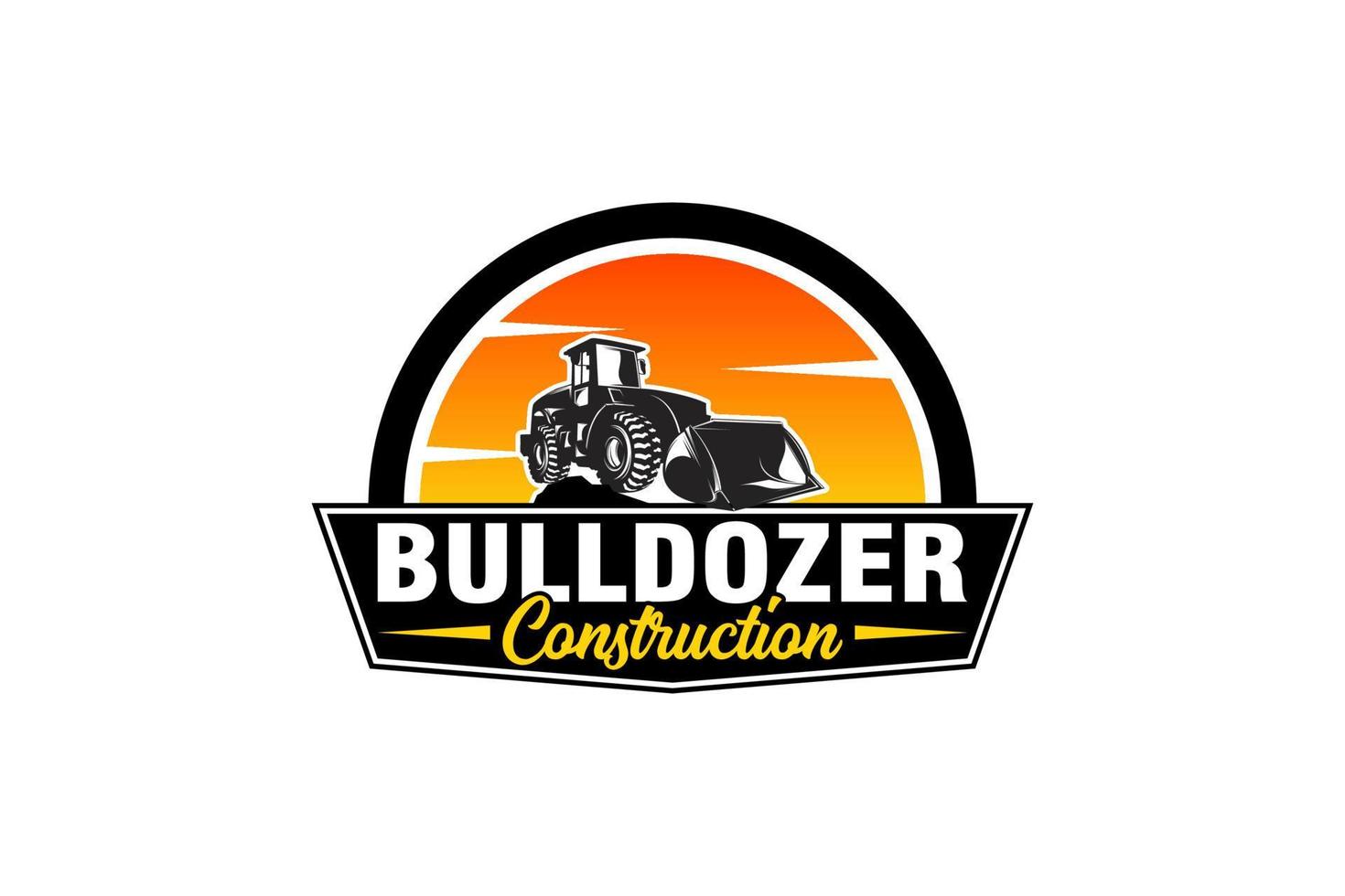 Bulldozer logo template vector. Heavy equipment logo vector for construction company. Creative excavator illustration for logo template.