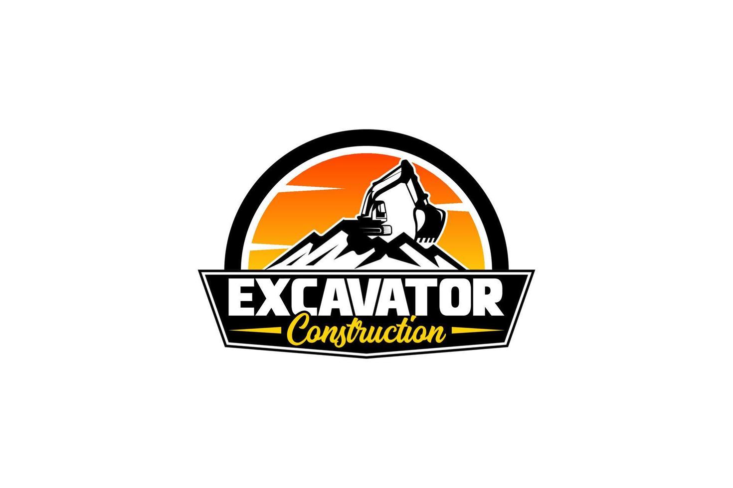 Excavator logo template vector. Heavy equipment logo vector for construction company. Creative excavator illustration for logo template.