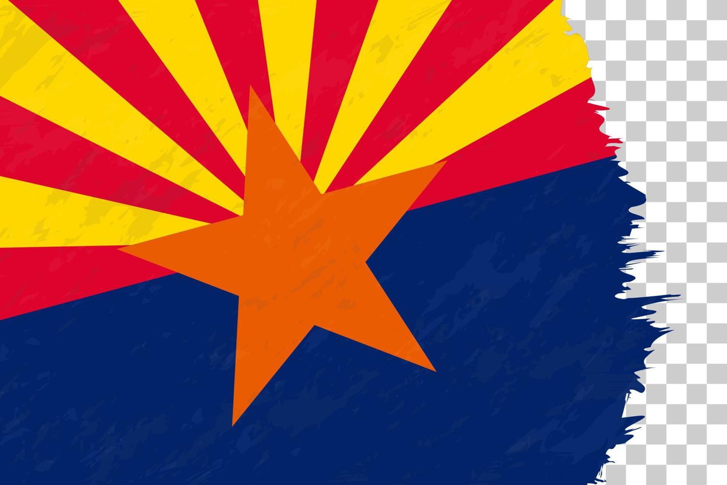 Horizontal Abstract Grunge Brushed Flag of Arizona on Transparent Grid. vector