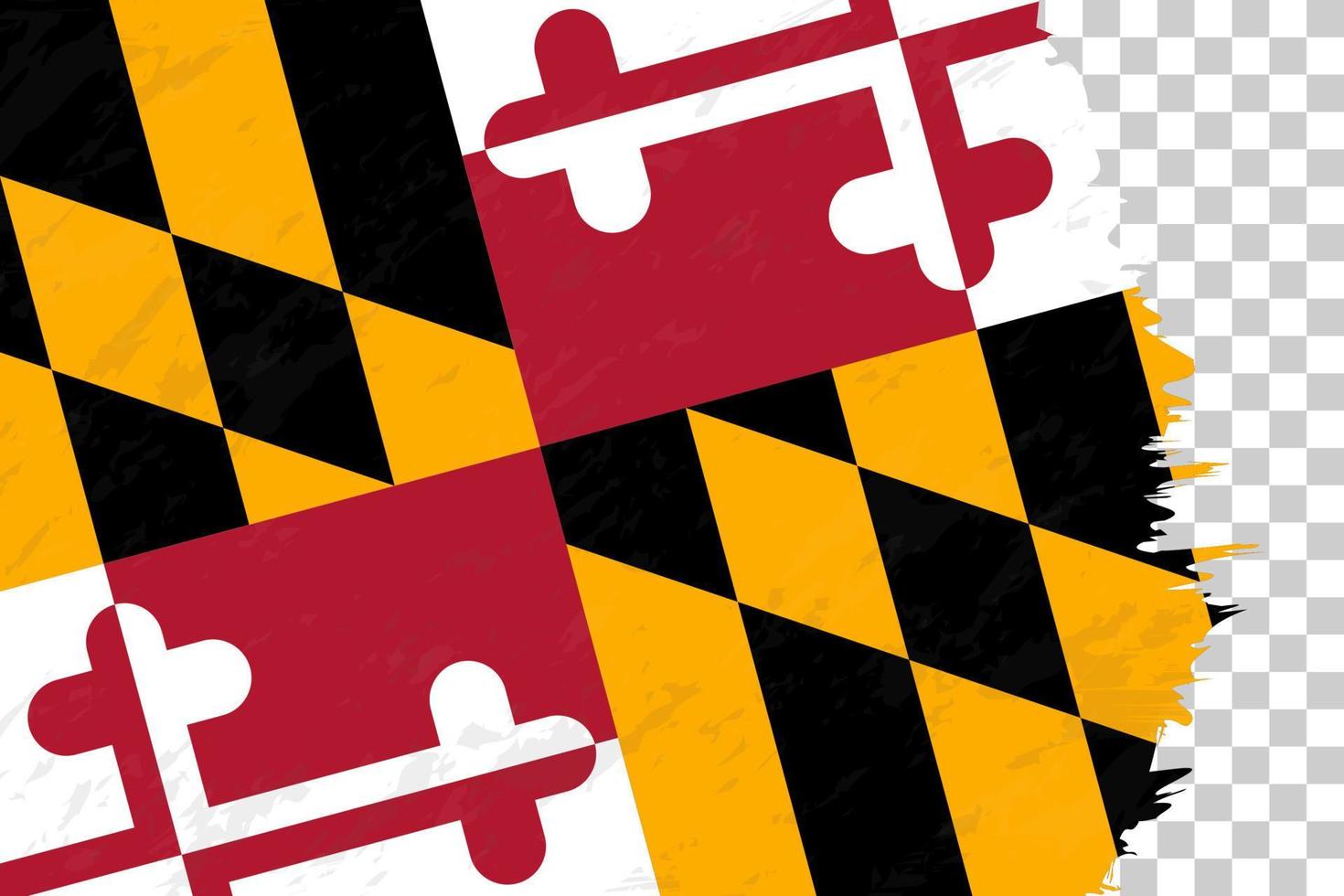 Horizontal Abstract Grunge Brushed Flag of Maryland on Transparent Grid. vector