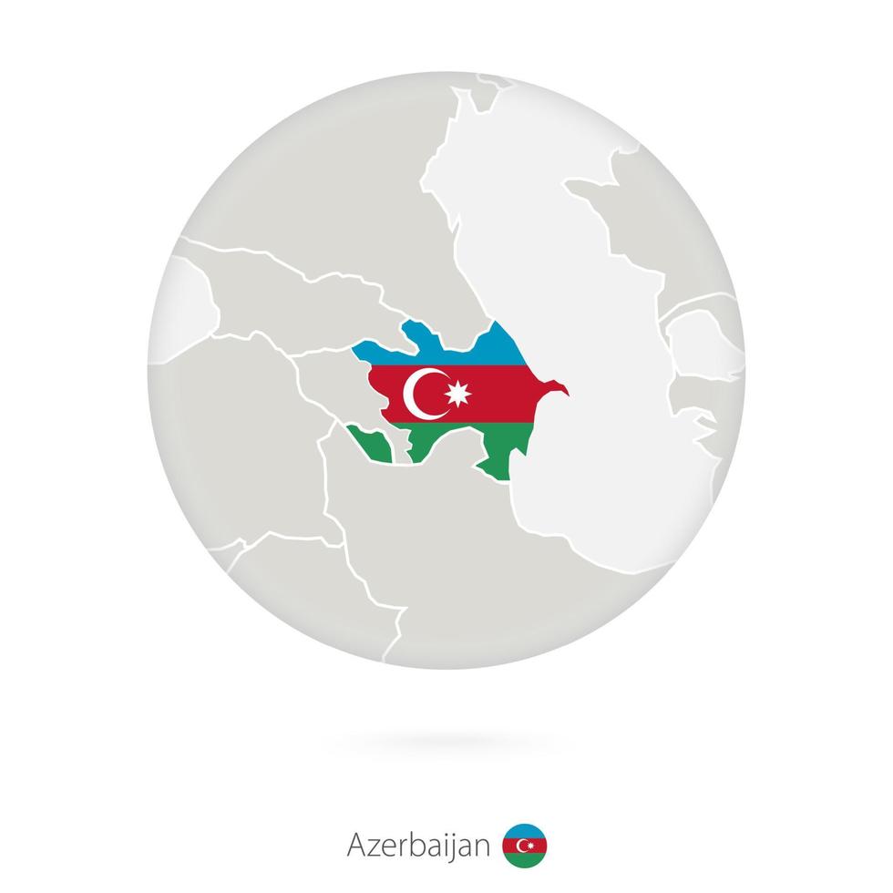 mapa de azerbaiyán y bandera nacional en un círculo. vector