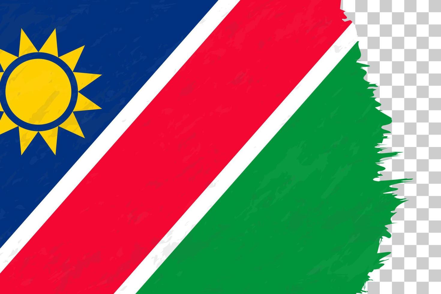 Horizontal Abstract Grunge Brushed Flag of Namibia on Transparent Grid. vector