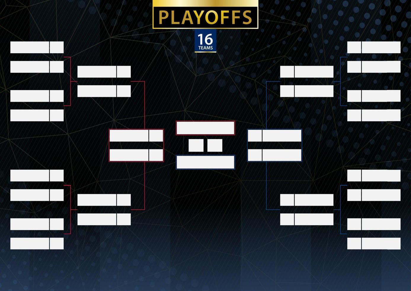 Two conference tournament bracket for 16 team or player on dark background. vector