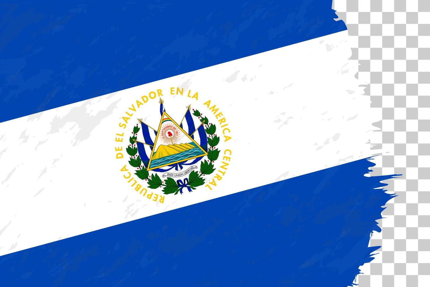 Horizontal Abstract Grunge Brushed Flag of El Salvador on Transparent Grid. vector