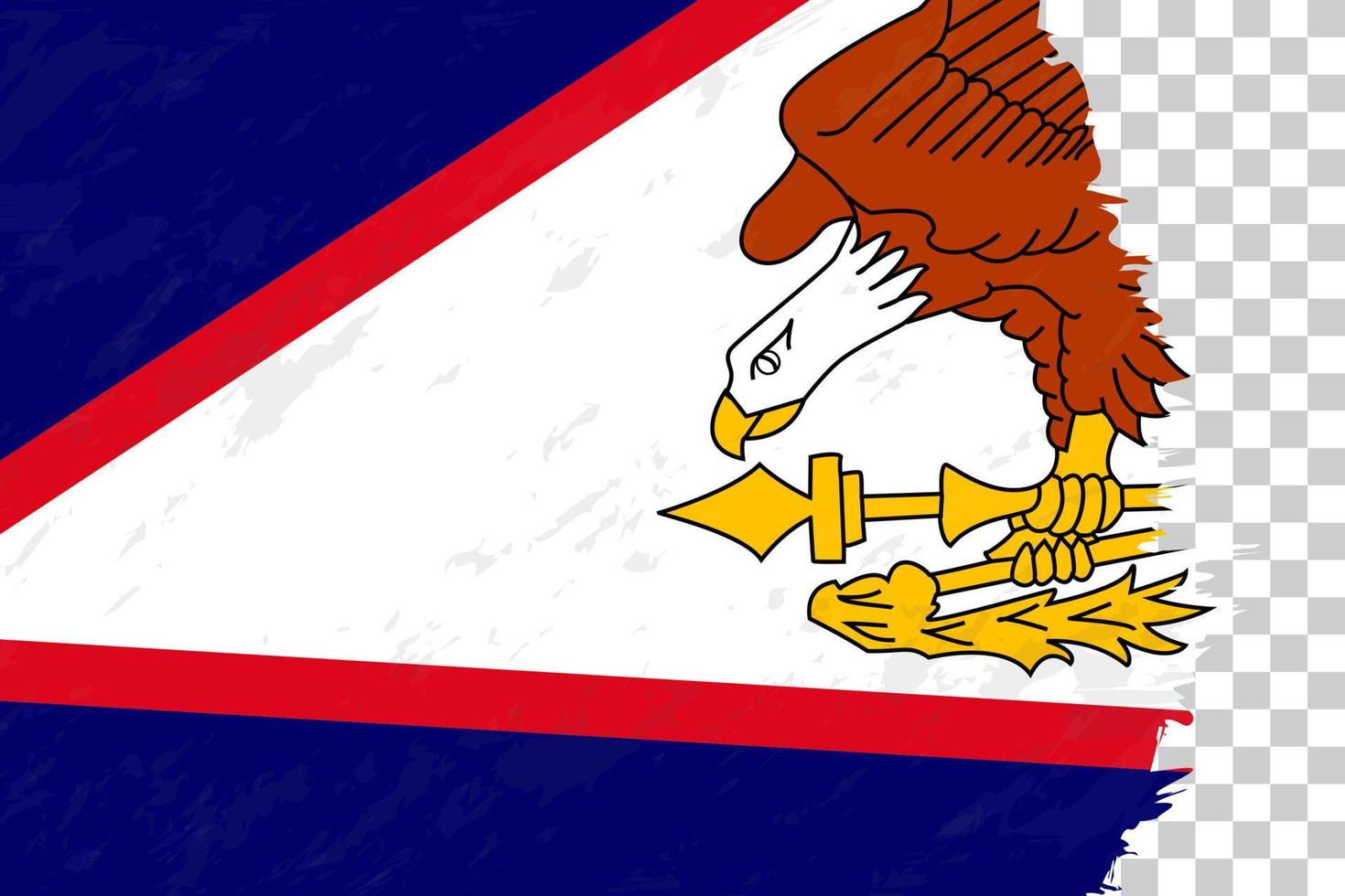 Horizontal Abstract Grunge Brushed Flag of American Samoa on Transparent Grid. vector