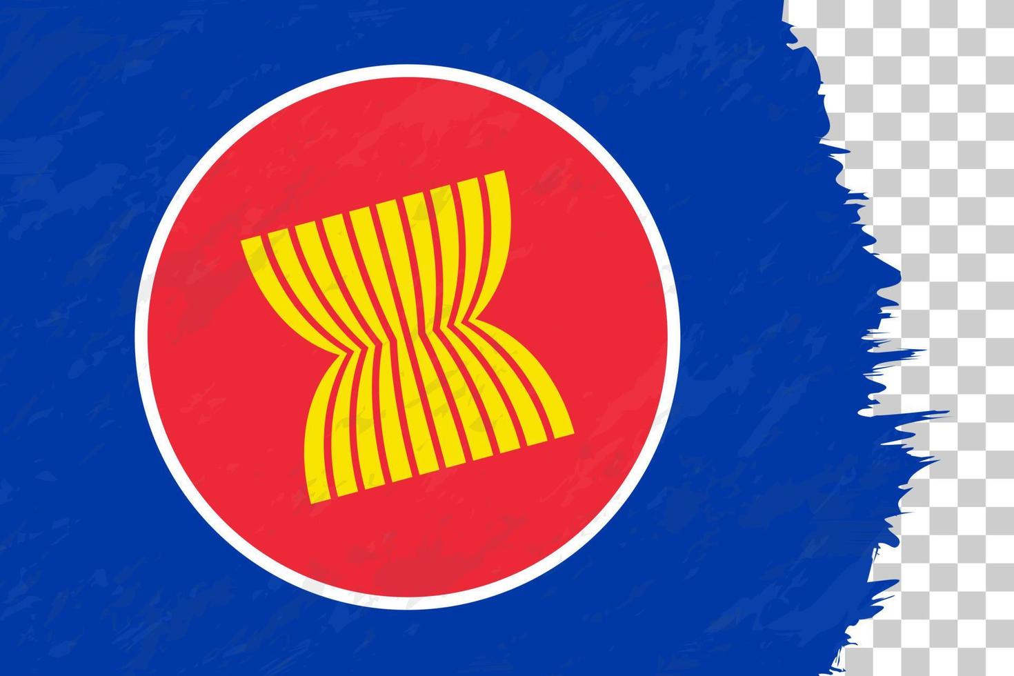 Horizontal Abstract Grunge Brushed Flag of ASEAN on Transparent Grid. vector