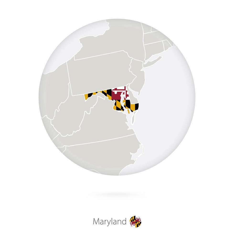 mapa del estado de Maryland y la bandera en un círculo. vector