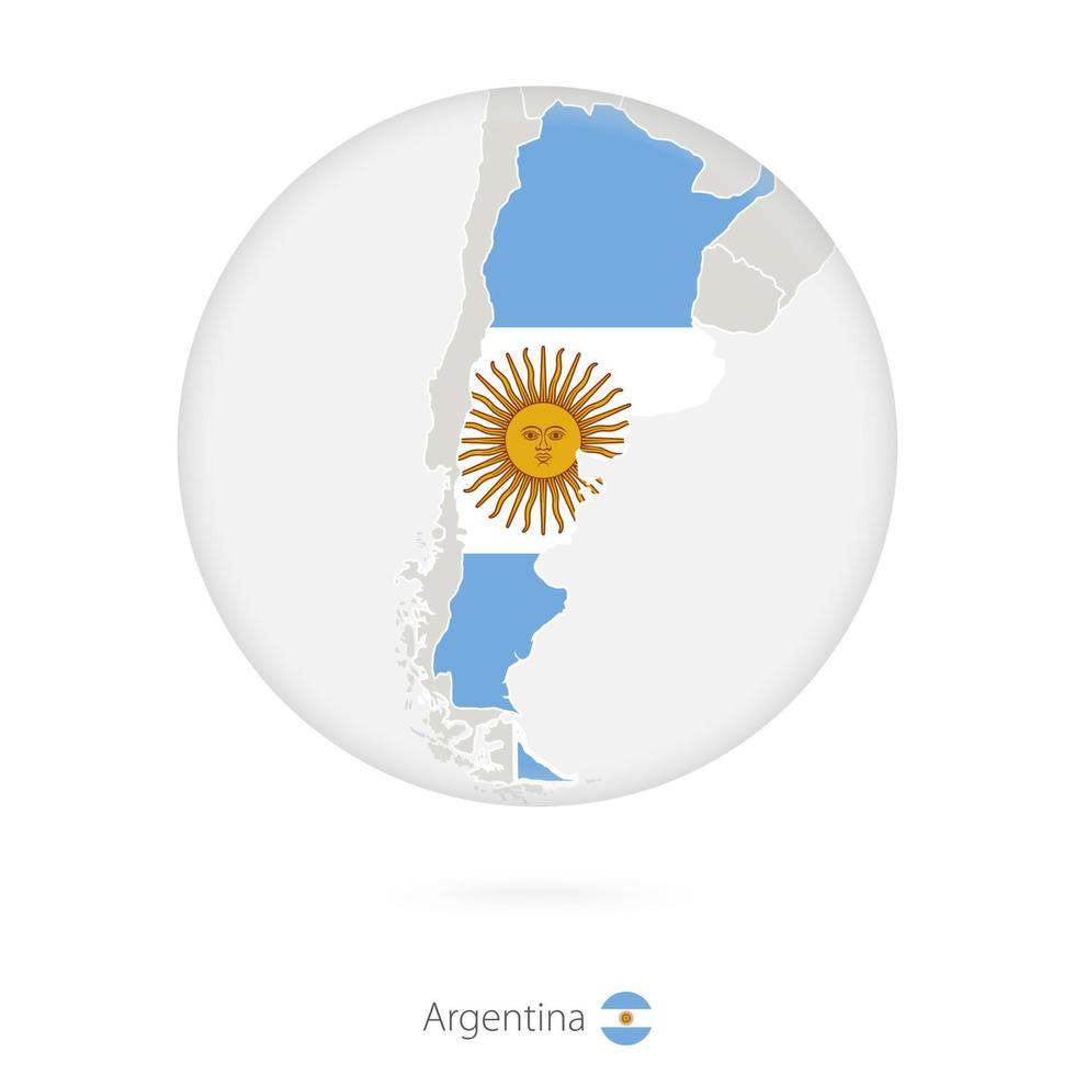 mapa de argentina y bandera nacional en un círculo. vector