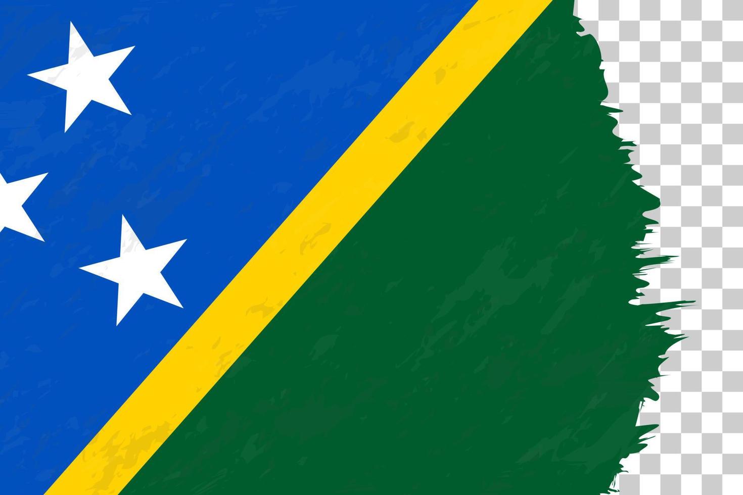 Horizontal Abstract Grunge Brushed Flag of Solomon Islands on Transparent Grid. vector