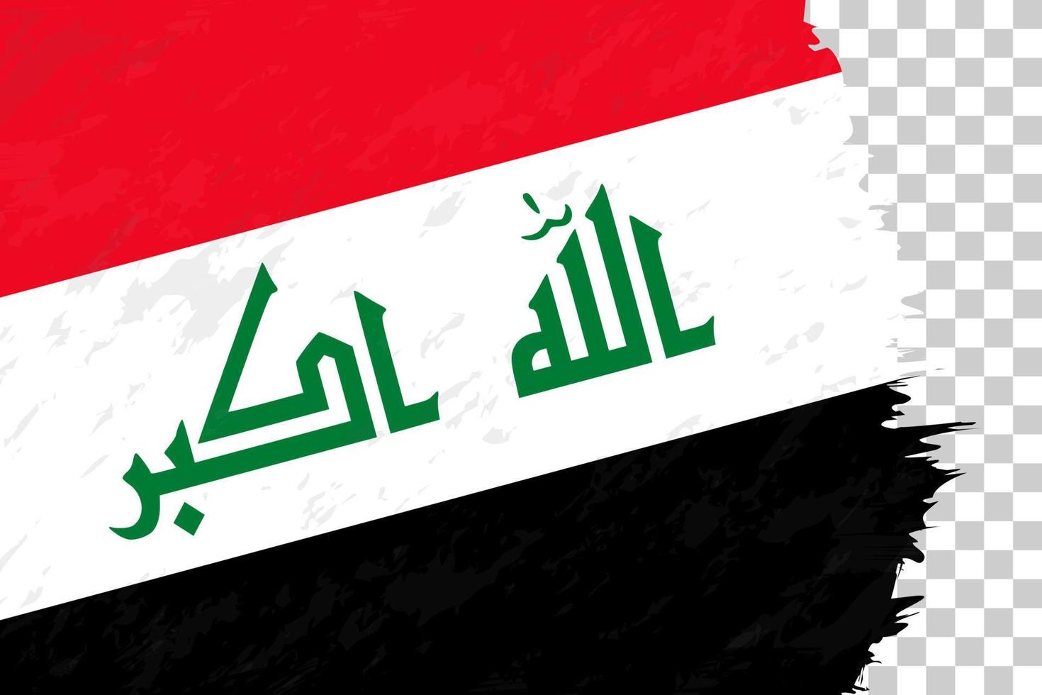 grunge abstracto horizontal cepillado bandera de irak en rejilla transparente. vector