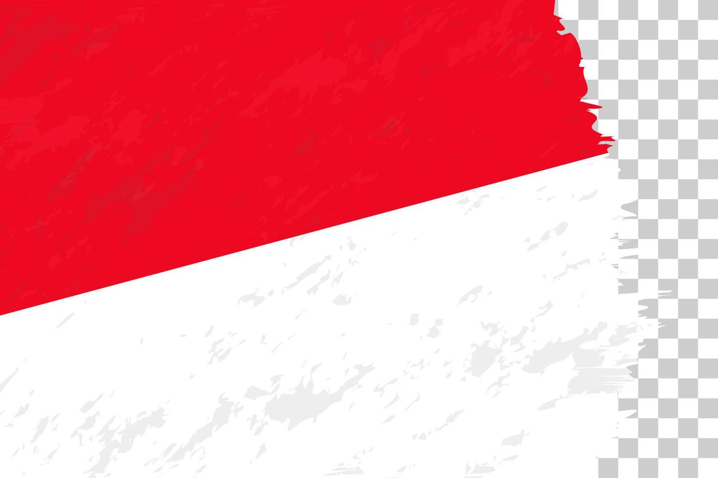 Horizontal Abstract Grunge Brushed Flag of Monaco on Transparent Grid. vector