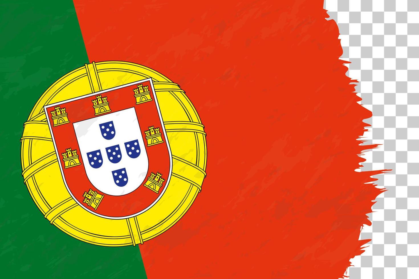 Horizontal Abstract Grunge Brushed Flag of Portugal on Transparent Grid. vector