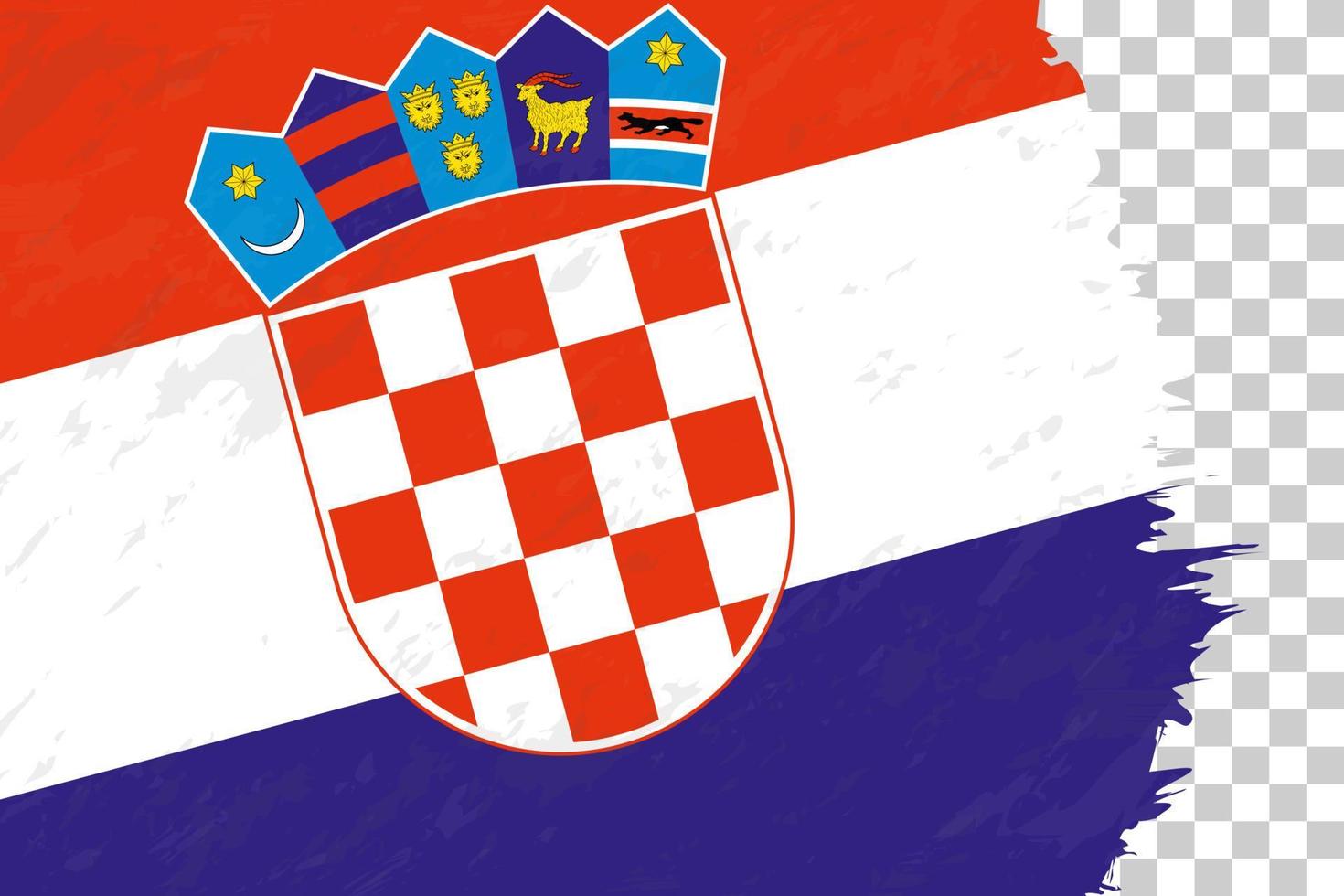 grunge abstracto horizontal cepillado bandera de croacia en rejilla transparente. vector