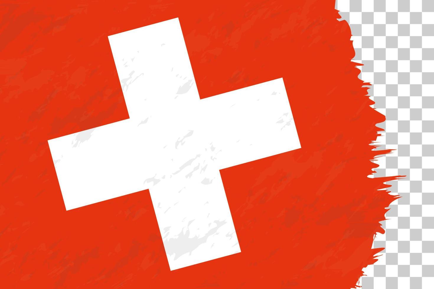 Horizontal Abstract Grunge Brushed Flag of Switzerland on Transparent Grid. vector