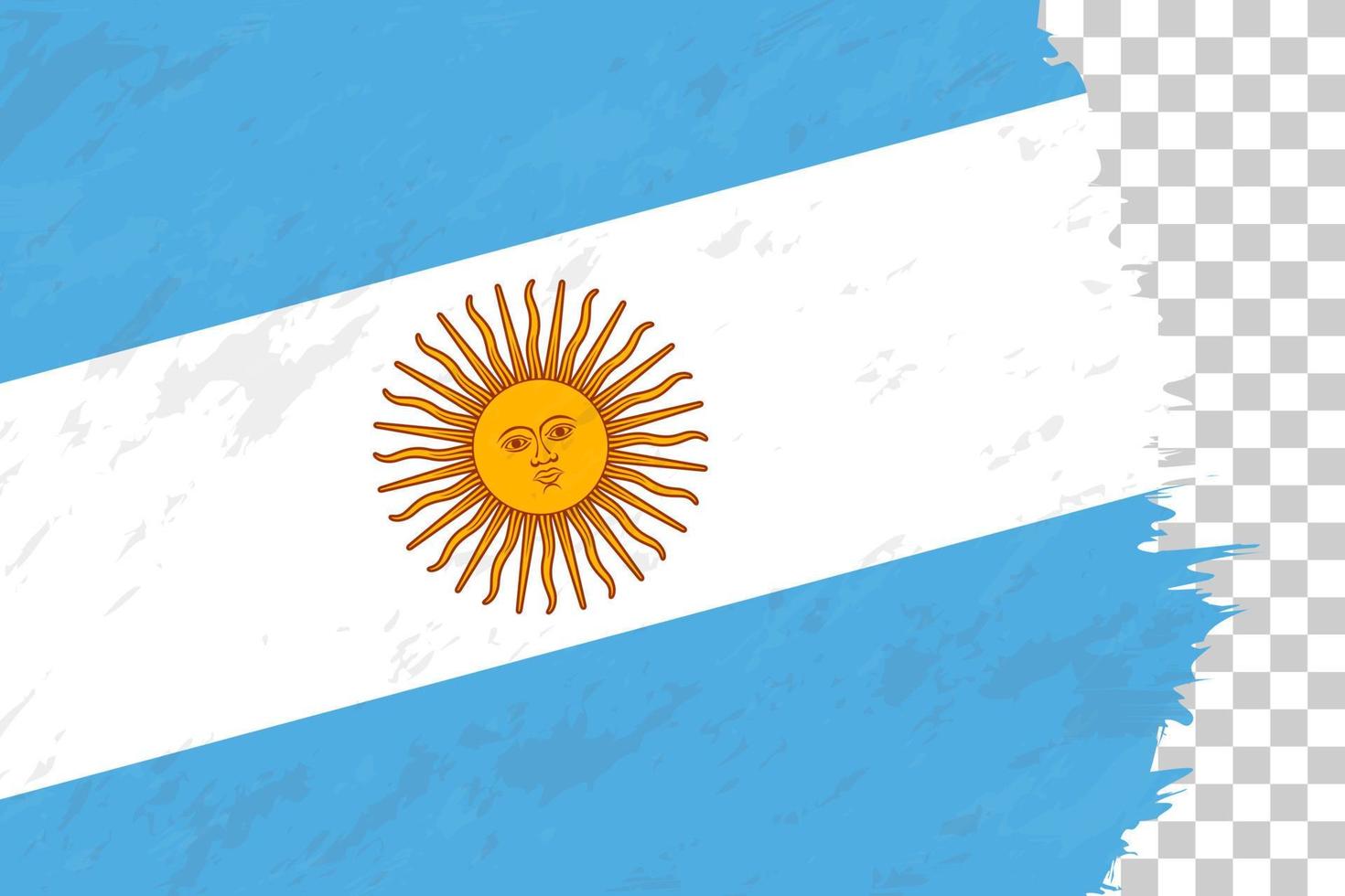 Horizontal Abstract Grunge Brushed Flag of Argentina on Transparent Grid. vector