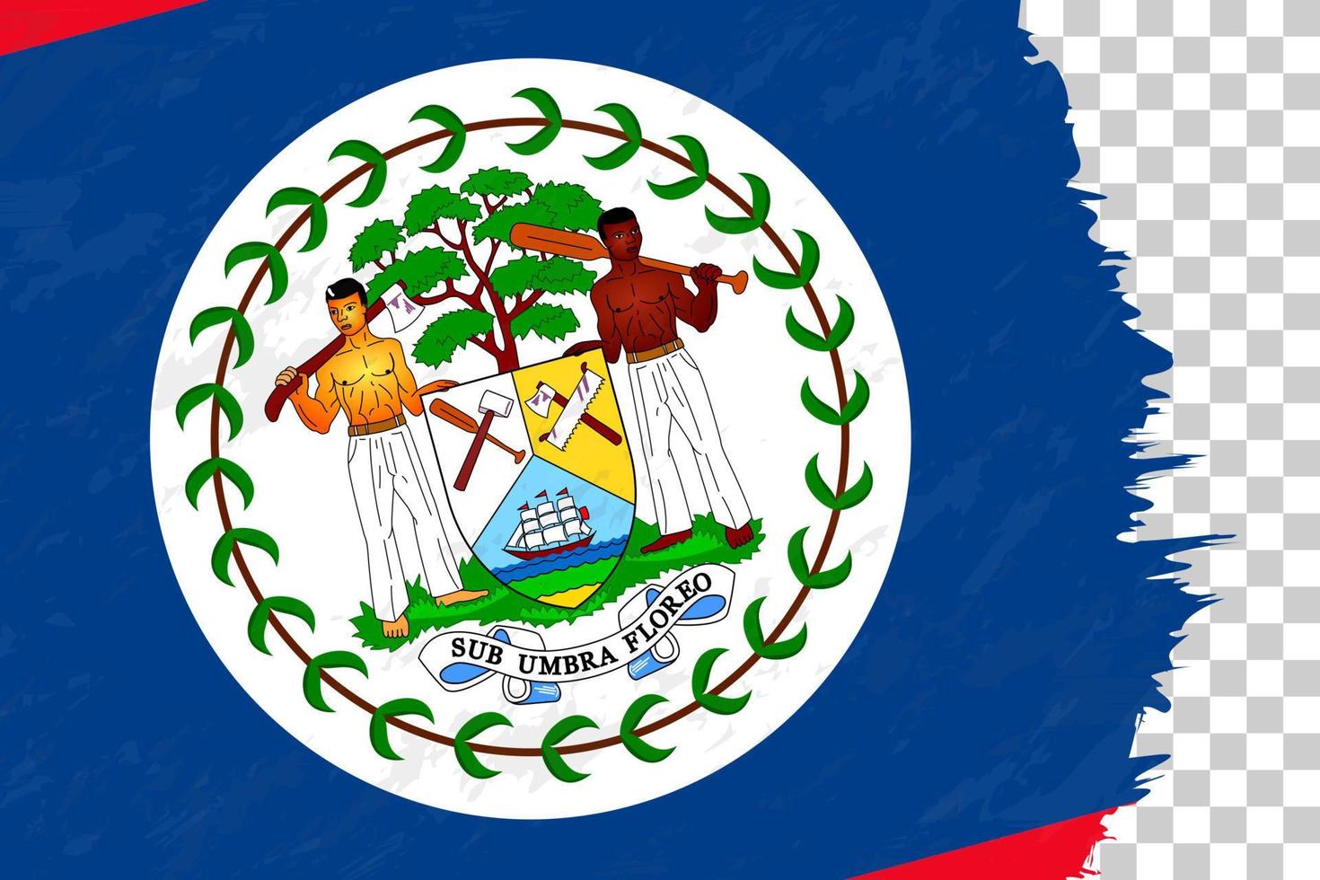 Horizontal Abstract Grunge Brushed Flag of Belize on Transparent Grid. vector