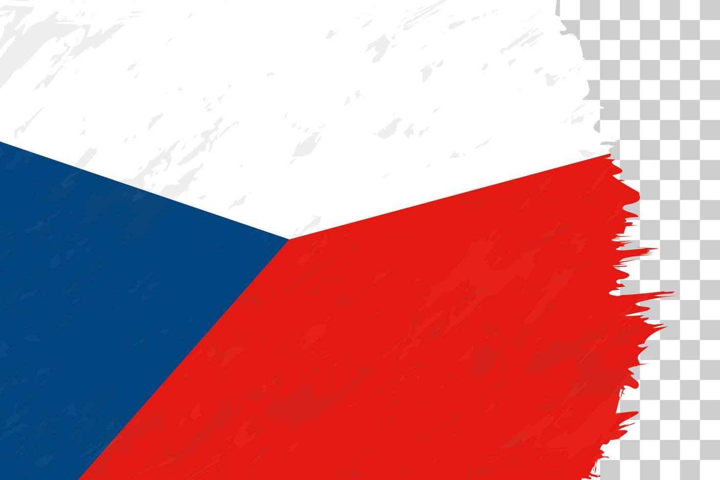 Horizontal Abstract Grunge Brushed Flag of Czech Republic on Transparent Grid. vector