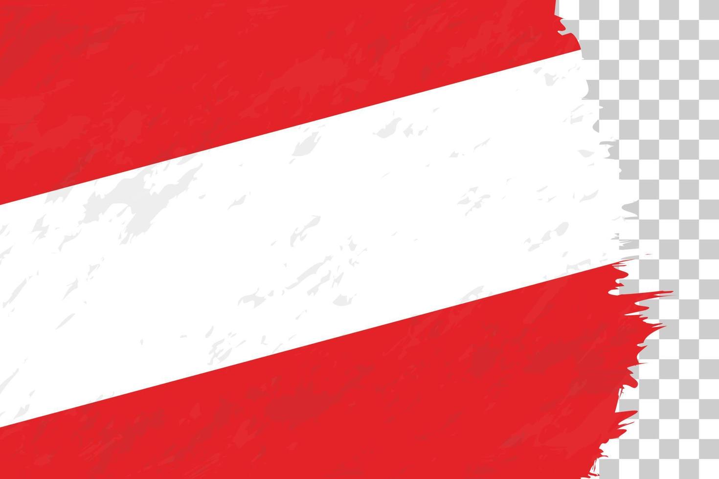 Horizontal Abstract Grunge Brushed Flag of Austria on Transparent Grid. vector