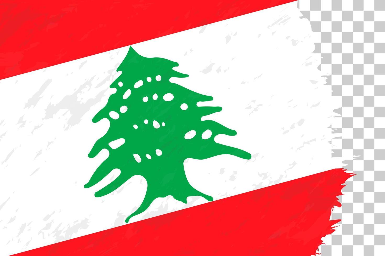 Horizontal Abstract Grunge Brushed Flag of Lebanon on Transparent Grid. vector