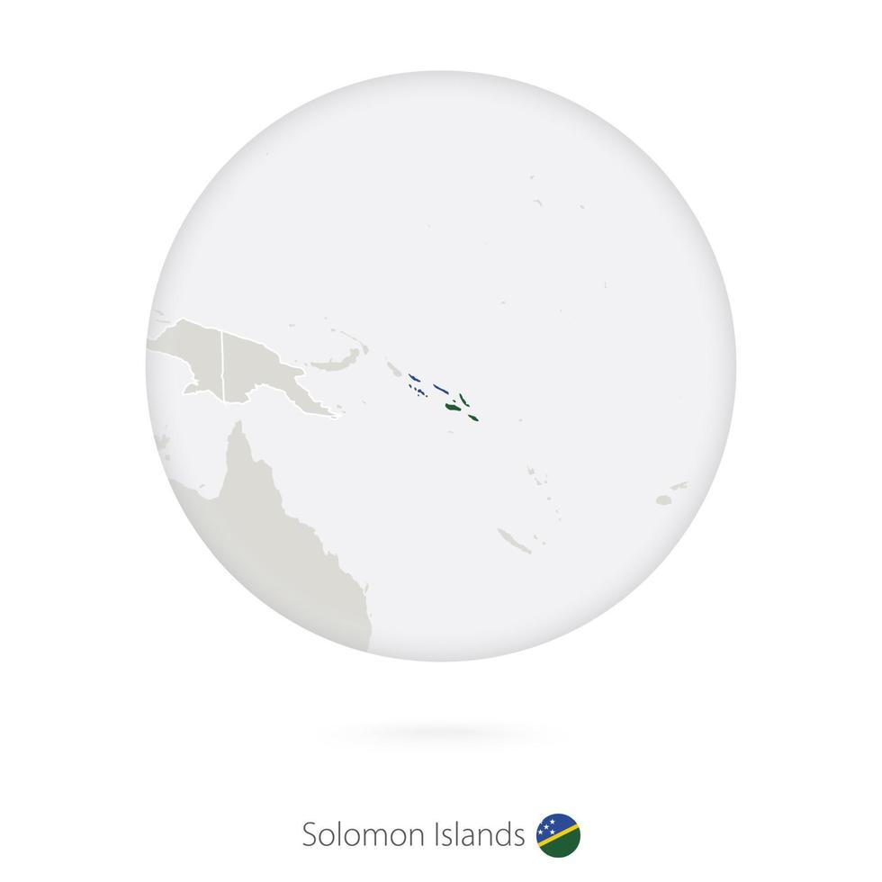 Map of Solomon Islands and national flag in a circle. vector