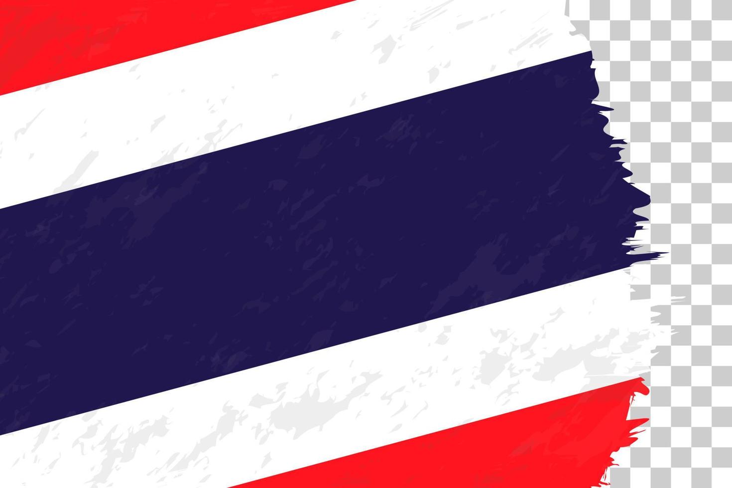 Horizontal Abstract Grunge Brushed Flag of Thailand on Transparent Grid. vector