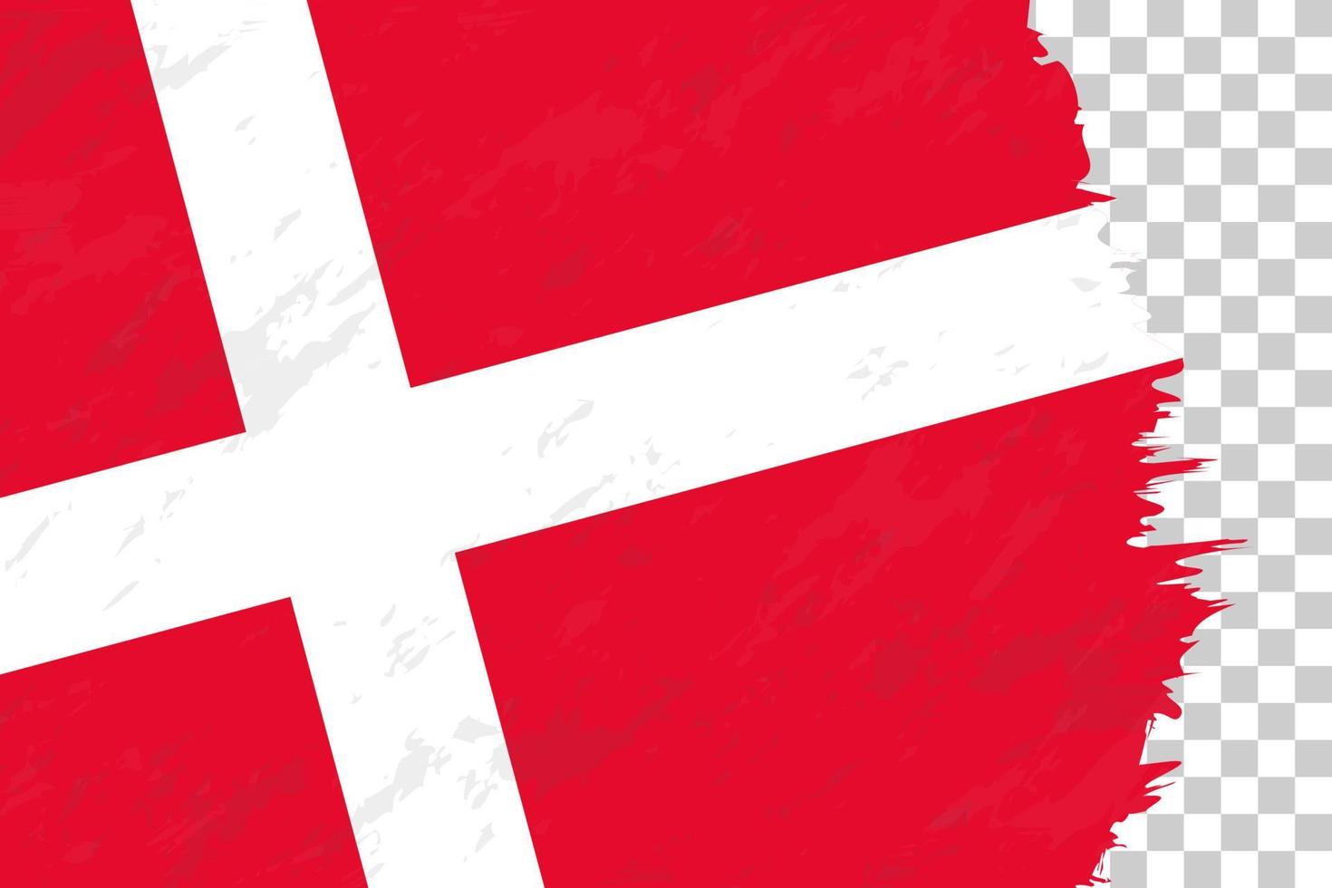 Horizontal Abstract Grunge Brushed Flag of Denmark on Transparent Grid. vector