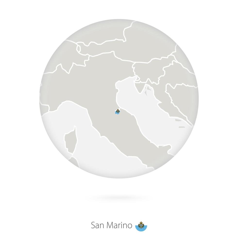 Map of San Marino and national flag in a circle. vector