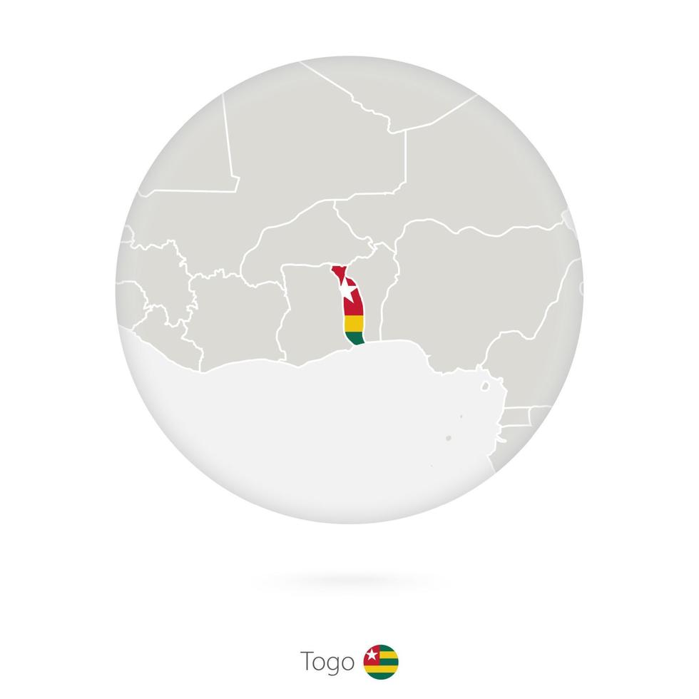 Map of Togo and national flag in a circle. vector