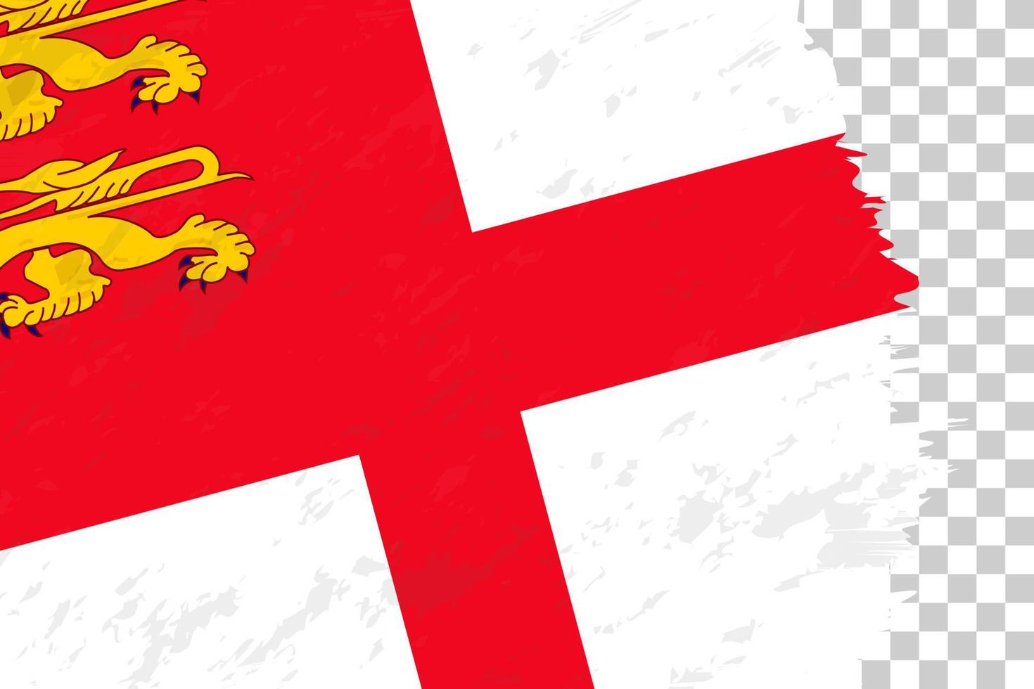 Horizontal Abstract Grunge Brushed Flag of Sark on Transparent Grid. vector