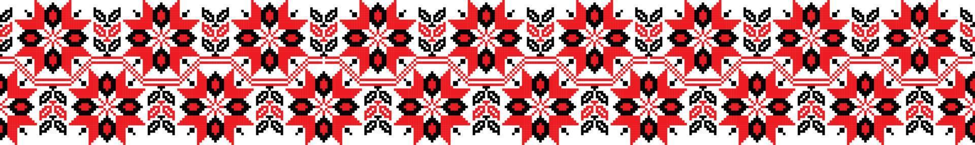 National ukrainian black and red cross stitch pattern. Vector illustration