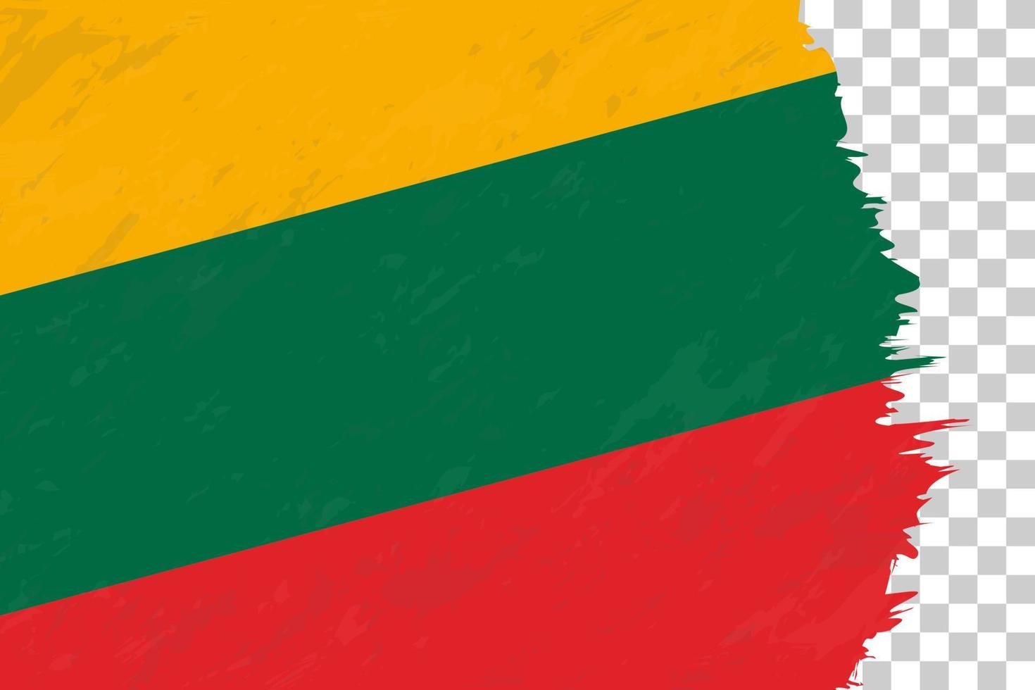 Horizontal Abstract Grunge Brushed Flag of Lithuania on Transparent Grid. vector
