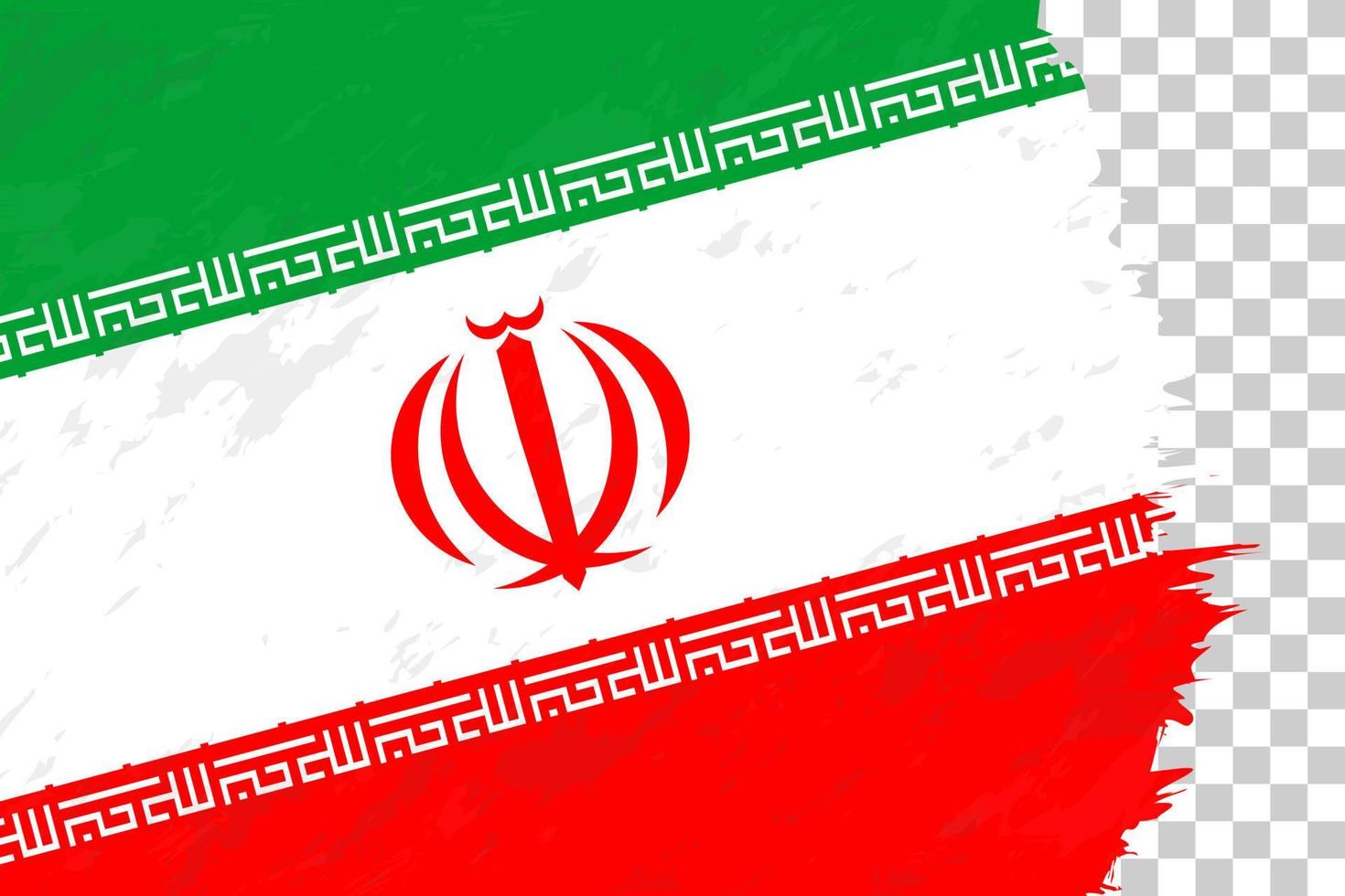 Horizontal Abstract Grunge Brushed Flag of Iran on Transparent Grid. vector