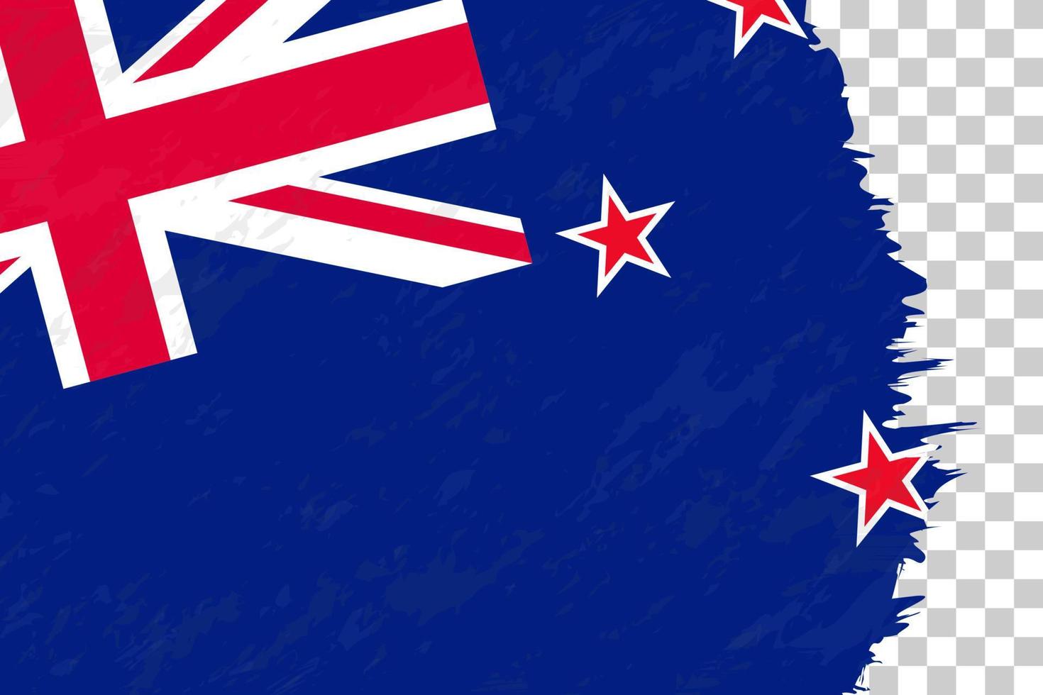 Horizontal Abstract Grunge Brushed Flag of New Zealand on Transparent Grid. vector