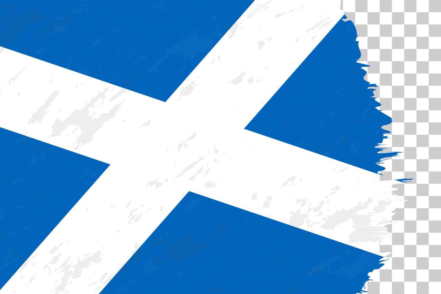 Horizontal Abstract Grunge Brushed Flag of Scotland on Transparent Grid. vector