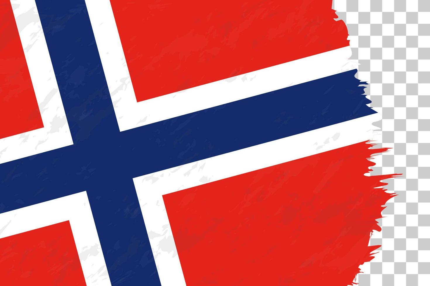 Horizontal Abstract Grunge Brushed Flag of Norway on Transparent Grid. vector
