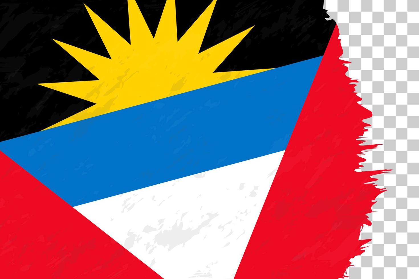 Horizontal Abstract Grunge Brushed Flag of Antigua and Barbuda on Transparent Grid. vector