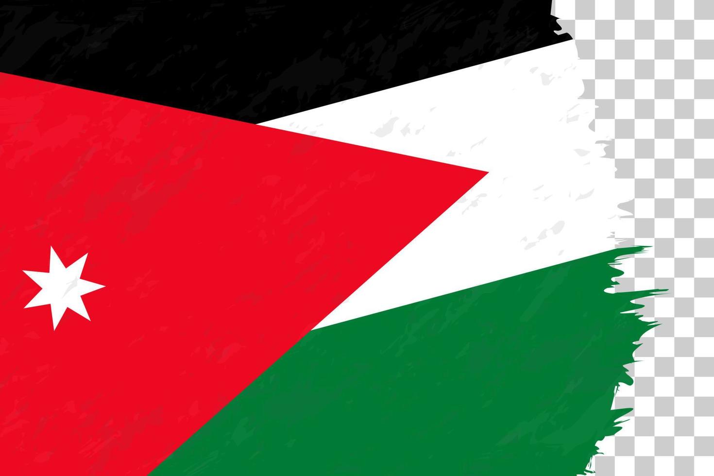 Horizontal Abstract Grunge Brushed Flag of Jordan on Transparent Grid. vector