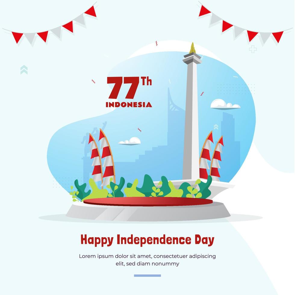 diseño plano feliz concepto del día nacional de indonesia vector