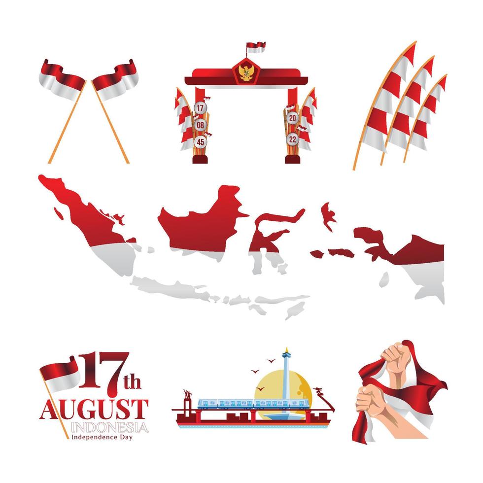 Flat design Indonesian element collection set vector