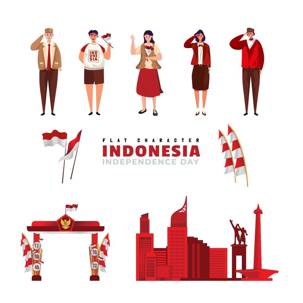 Flat design Indonesian concept collection set vector