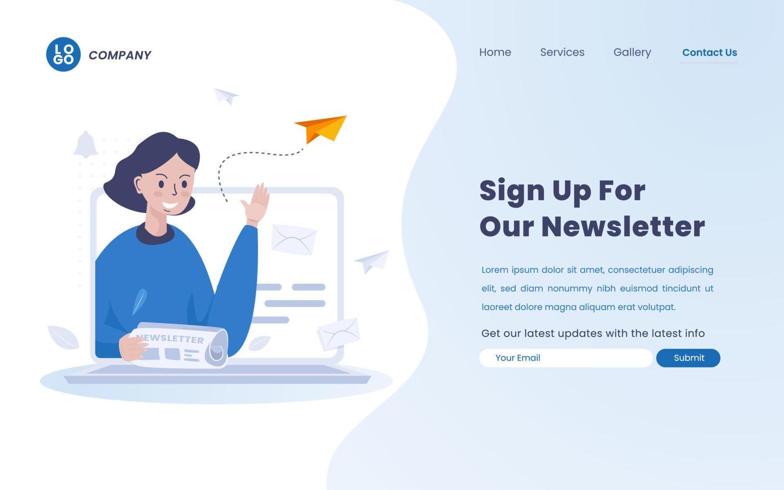Sign up newsletter subscription illustration concept vector
