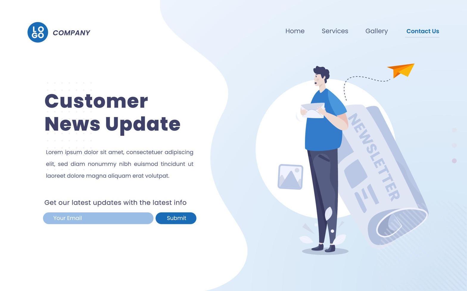 Customer newsletter update concept vector