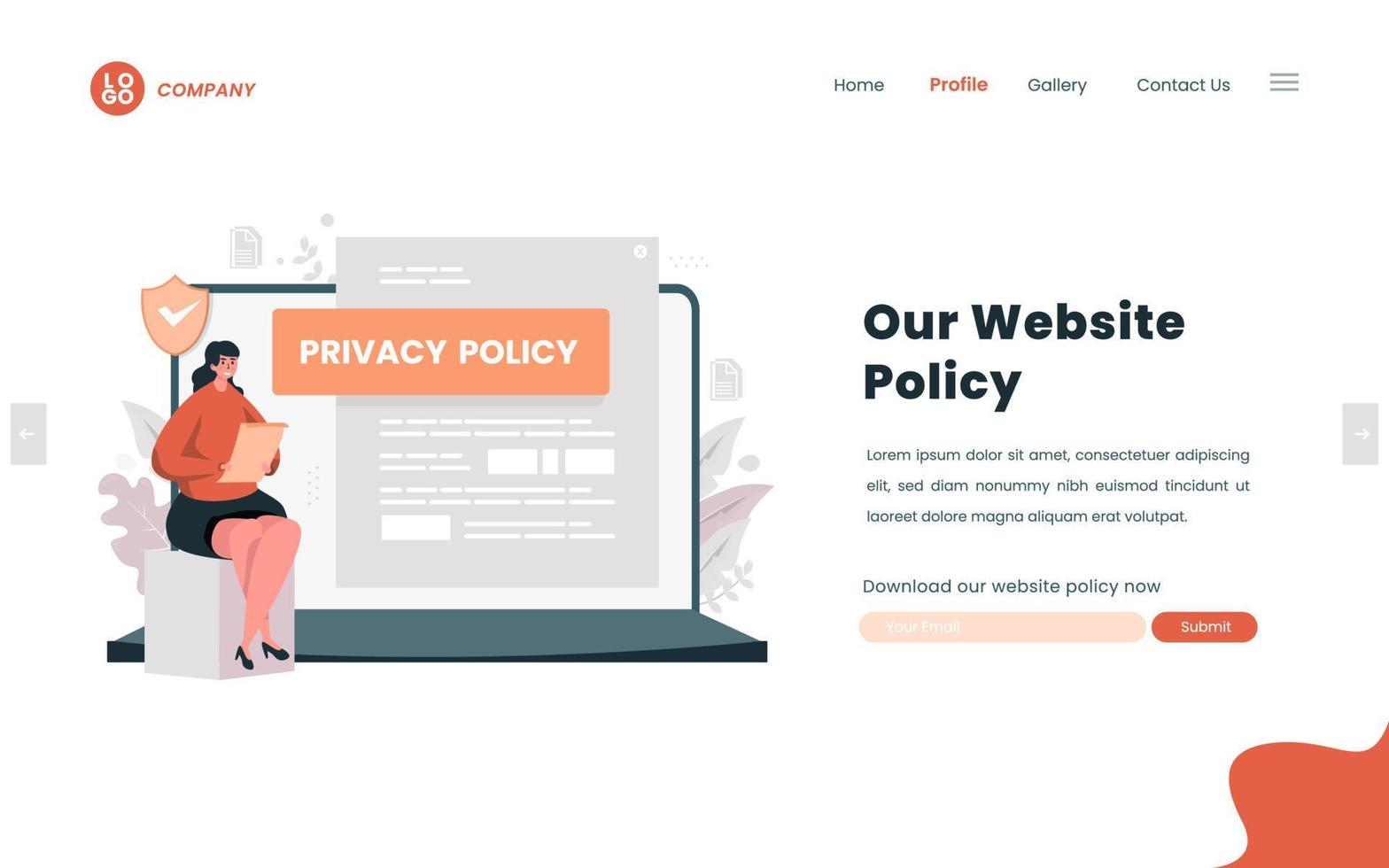 Website privasi policy illustration concept vector