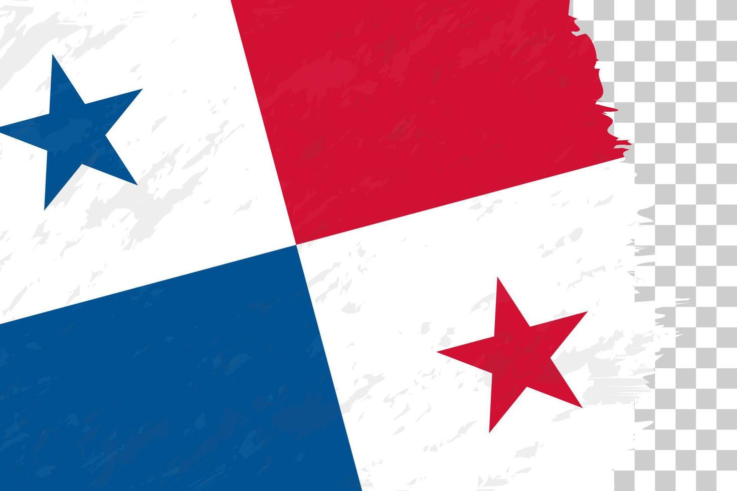 Horizontal Abstract Grunge Brushed Flag of Panama on Transparent Grid. vector