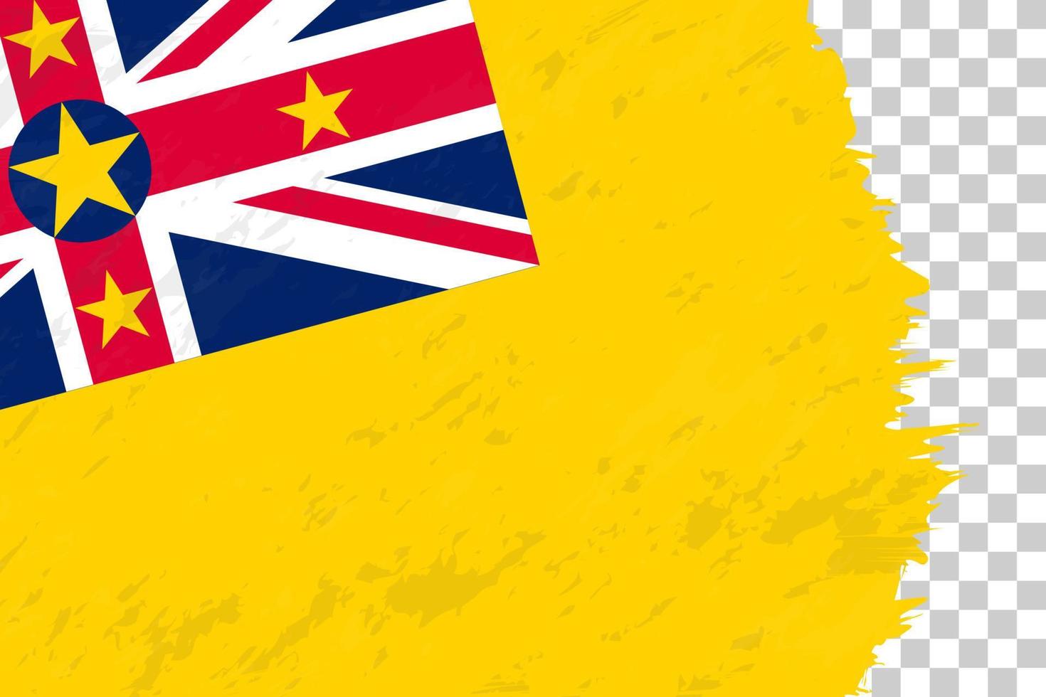 Horizontal Abstract Grunge Brushed Flag of Niue on Transparent Grid. vector