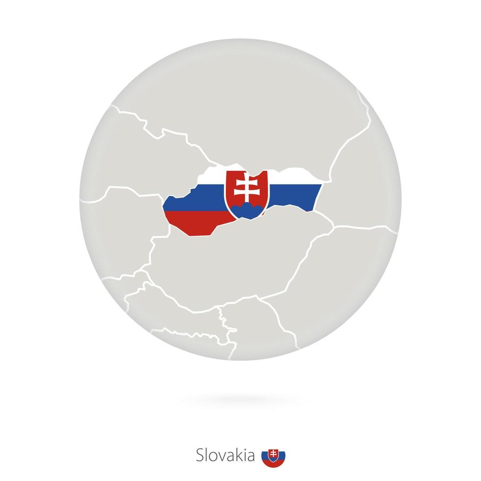 Map of Slovakia and national flag in a circle. vector